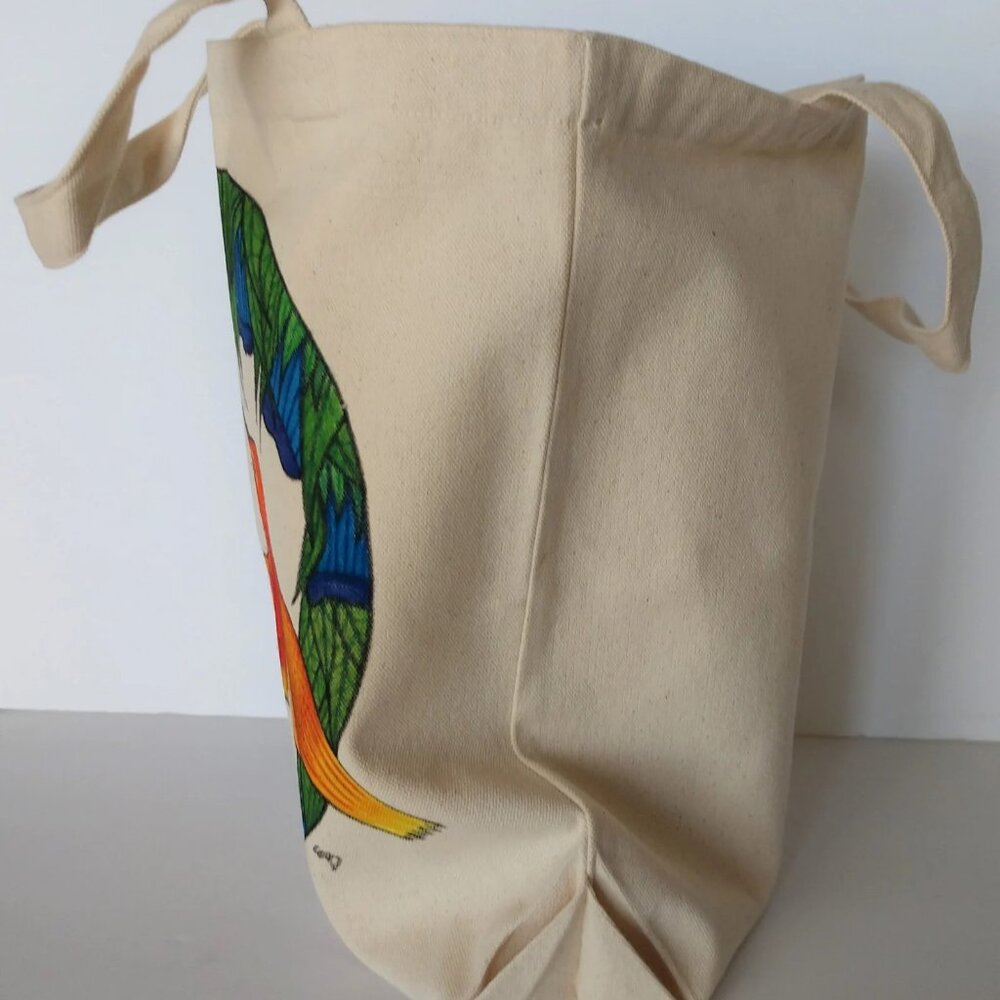 Hand-Painted Hummingbird Tote Bag : Floral Garden Reusable Canvas Bag  NWT - Picture 14 of 15